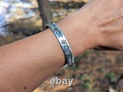 Navajo Cuff Bracelet Sterling Silver Jewelry Sz 7in Native American Kokopelli