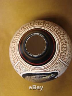 Navajo Indian Pottery Hand Etched Eagle Vase by Arnold Brown