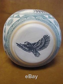 Navajo Indian Pottery Hand Etched Four Corners Pot by Betty Sam! Native American