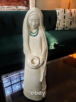 Navajo Woman Figure White Statue Sculpture 14 Signed Hozho Native American'82