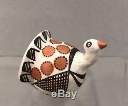 Nice signed Lucy Lewis Acoma pottery miniature turkey Native American Indian Art