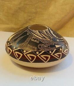 Norman Lansing Time Traveler Etched Seed Pot UTE MOUNTAIN POTTERY 4 Signed