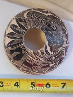 Norman Lansing Time Traveler Etched Seed Pot UTE MOUNTAIN POTTERY 4 Signed