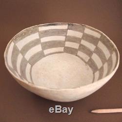 Old Anasazi Pottery Bowl Painted Geometric Black White Pueblo Mancos Mesa Verde