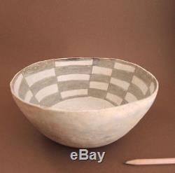 Old Anasazi Pottery Bowl Painted Geometric Black White Pueblo Mancos Mesa Verde