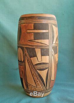 Old Hopi Tall Cylinder Vase Antique Hopi Indian Pottery Vase Nampeyo family Pot