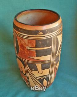 Old Hopi Tall Cylinder Vase Antique Hopi Indian Pottery Vase Nampeyo family Pot