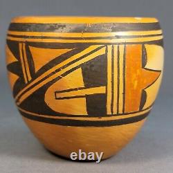 Old Native American Hopi Pueblo Polychrome Pot Pottery 3 1/2 x 3 3/4