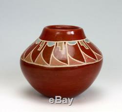 Old Santa Clara Pueblo Indian Pottery Red Feather Bowl Naranjo