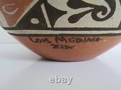 Older Lois Medina ZIA Signed Native American Polychrome Olla Pot Pottery