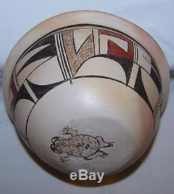 Original Frog Woman Paqua Naha Polychrome Hopi Indian Pottery Bowl Estate RARE