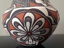 Original Jennie Laate Zuni Handmade White Slip and Painted Pottery Bowl, 1980 NR