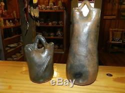Pair Of Old Navajo Pine Pitch Wedding Vases, Wonderful/free Shipping