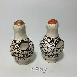 Pair of Acoma Pottery Salt & Pepper Shakers VG! Chickens BIrds Native American