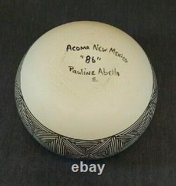Pauline Abeita Signed Acoma Geometric Pottery Vase, 1986