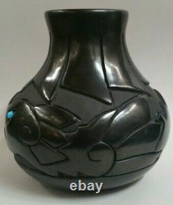 Phyllis & Marlin Hemlock Santa Clara Native American Indian pottery vase