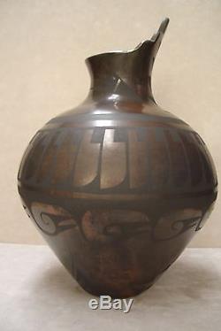 Pottery by Carmelita Dunlap, San Ildefonso Pueblo, Kiva Steps, Large, Black