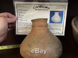 RARE AUTHENTIC CADDO POTTERY WATER BOTTLE COA NATIVE AMERICAN INDIAN EFFIGY BOWL