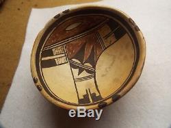 RARE Antique 1800s Native American PAINTED BOWL FROM THE HOPI VILLAGE