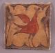 RARE! Antique Western American Indian Zia Pueblo Bird Painting Pottery Tile NR