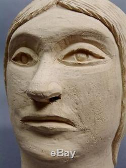 RARE! RANKIN INLET CERAMIC POTTERY Human Head Inuit Eskimo Sculpture Signed 1977