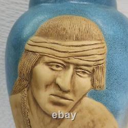 RARE find signed Jack Black Navajo pottery 1987 depicting a 3D native American