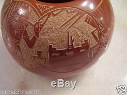 R Tafoya Jar Pot Santa Clara Pueblo Pottery Sgraffito Red Kachinas