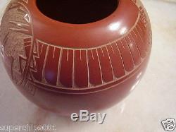 R Tafoya Jar Pot Santa Clara Pueblo Pottery Sgraffito Red Kachinas