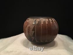 Rare 3 piece Santa Clara Pueblo Sgraffito Hand Made Pottery Signed RT SEE