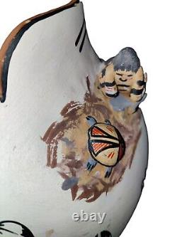 Rare PUEBLO JEMEZ POT Art Pottery Signed SANDIA Vintage Native American Vase 3D