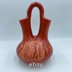 Red Clay Wedding Vase Pueblo Native American Pottery by Art Chidester Tequaecshe