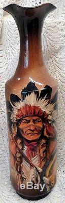 Rick Wisecarver Absolutely Gorgeous Native American Indian Hand Painted Vase