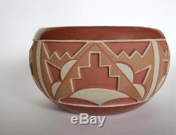 Rosita De Herrera San Juan NM Native American Geometric Incised Art Pottery Pot