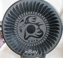 Santa Clara Native American Pottery Black On Black Feather Plate Belen Tapia