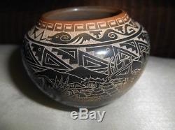 Santa Clara Pueblo Sgraffito Minature Vase/bowl, Kevin Naranjo Signed