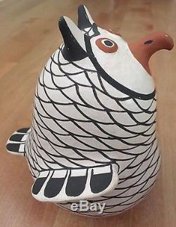 SIGNED Acoma Pueblo Native American SARAH GARCIA Polychrome Pottery OWL