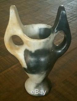 Signed Viola Robbins Catawba Indian Native American Pottery Two Handled Vase