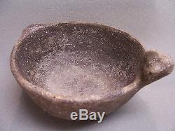 SOLID AUTHENTIC MISSISSIPPIAN OWL EFFIGY POTTERY BOWL FROM SOUTHEAST MISSOURI