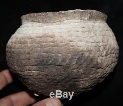 SUPERB Pre-Historic Anasazi Reserve Corrugated Olla withHandles SOLID NO REST