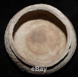 SUPERB Pre-Historic Anasazi Reserve Corrugated Olla withHandles SOLID NO REST