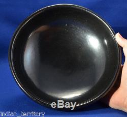 San Ildefonso Plain Blackware Pottery Open Bowl by Maria Martinez c. 1956-1965