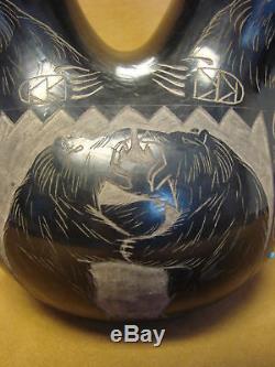 Santa Clara Indian Pottery Clay Wedding Vase by Norman Red Star! Hand Coiled