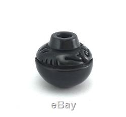 Santa Clara Miniature Black Carved Jar by Nancy Youngblood