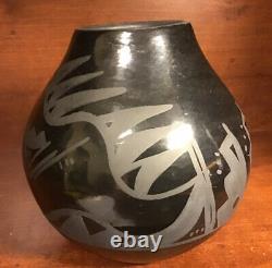 Santa Clara Native American 6 Pottery Vase by Birdell Vine Flower New Mexico