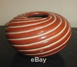 Santa Clara Native American Carved Pottery Bowl by Artist Denise Chavarria