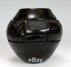 Santa Clara Pueblo Indian Pottery Carved Avanyu Vase #2 Mida Tafoya