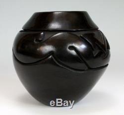 Santa Clara Pueblo Indian Pottery Carved Avanyu Vase #2 Mida Tafoya