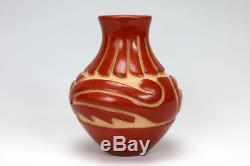 Santa Clara Pueblo Indian Pottery Carved Avanyu Vase Denise Chavarria