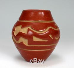 Santa Clara Pueblo Indian Pottery Carved Avanyu Vase Stella Chavarria