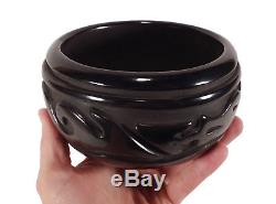 Santa Clara Pueblo Native American Blackware Art Pottery Avanyu Vase Warren Cain